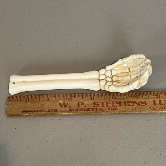 Skull Bowl with Skeleton Arm Spoon Decorative Halloween Dia de los Muertos Decor - Picture 12 of 16